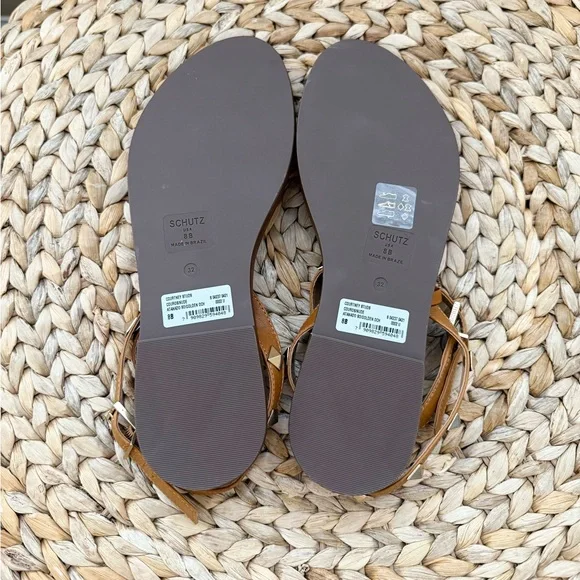 SCHUTZ Courtney studded flat genuine leather sandals - Picture 6 of 9